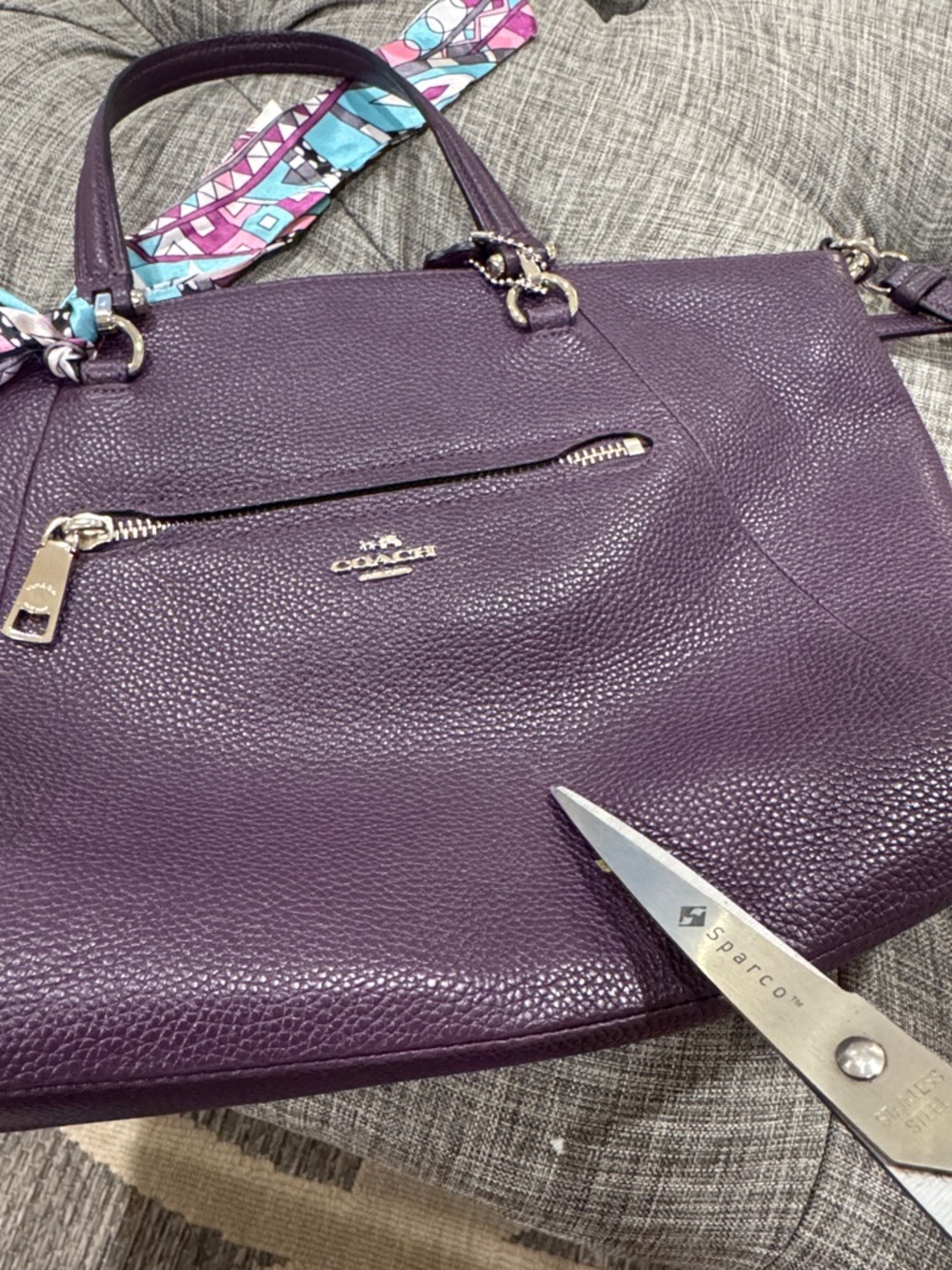 COACH Bag Prairie Purple Leather Satchel Tote EUC - Picture 17 of 17